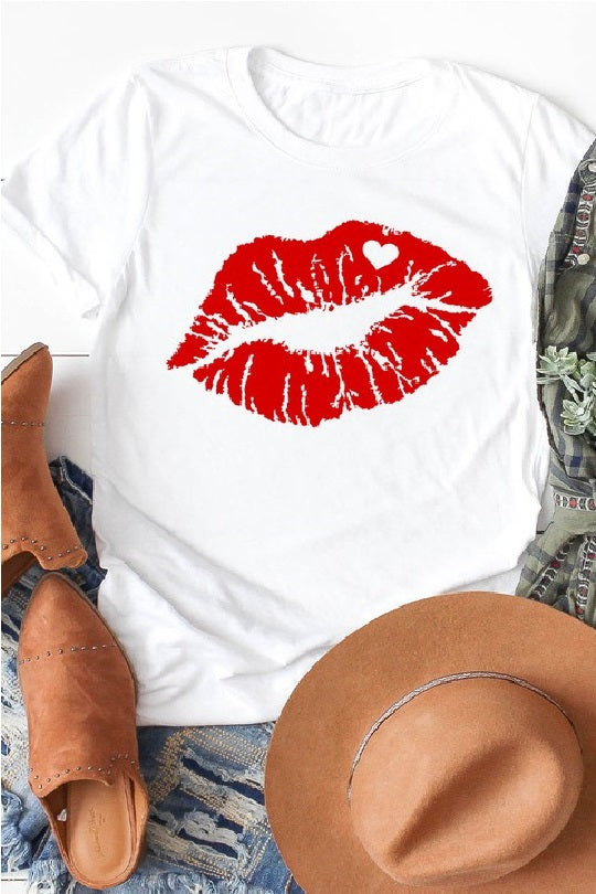 Camiseta con estampado de labios rojos