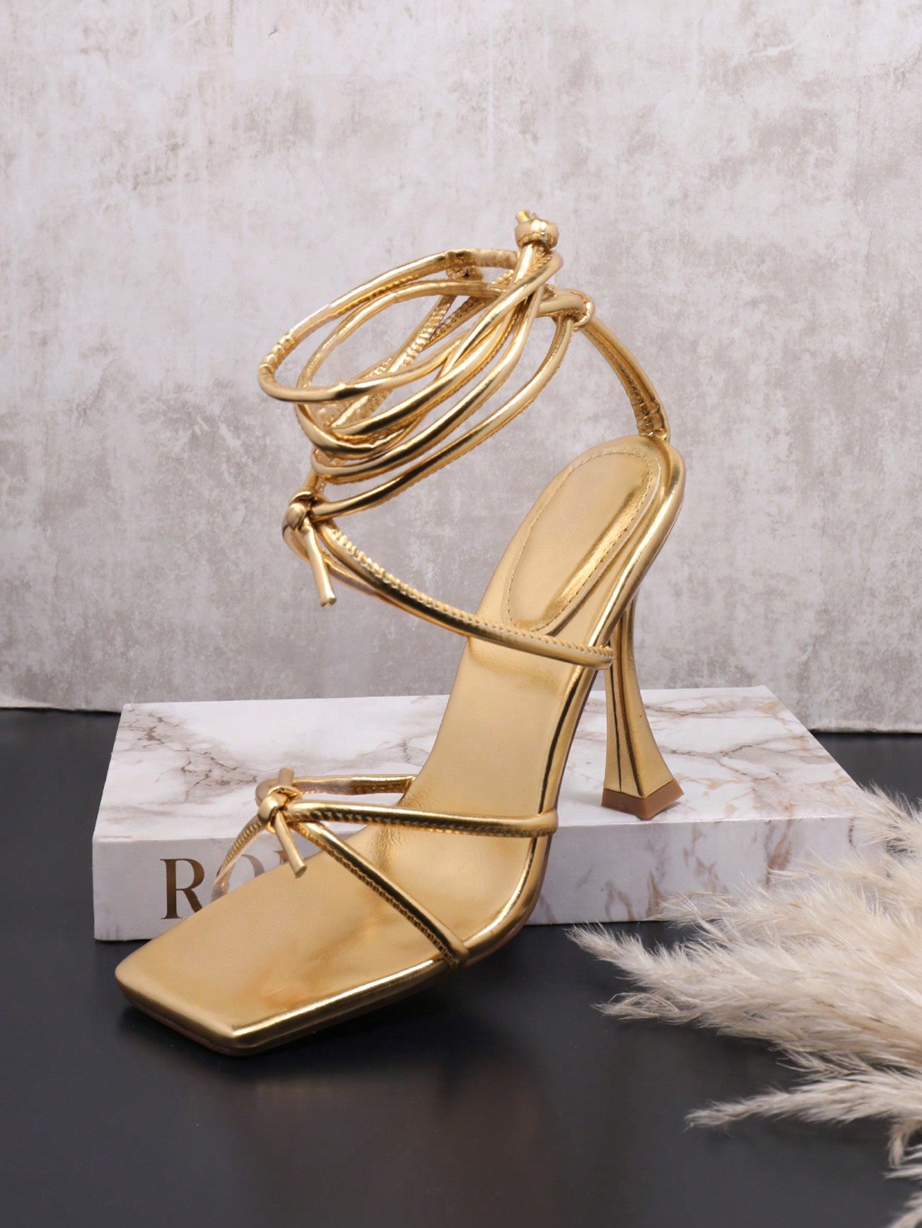 Women's Cross Strap Open Toe Stiletto High Heel Shoes