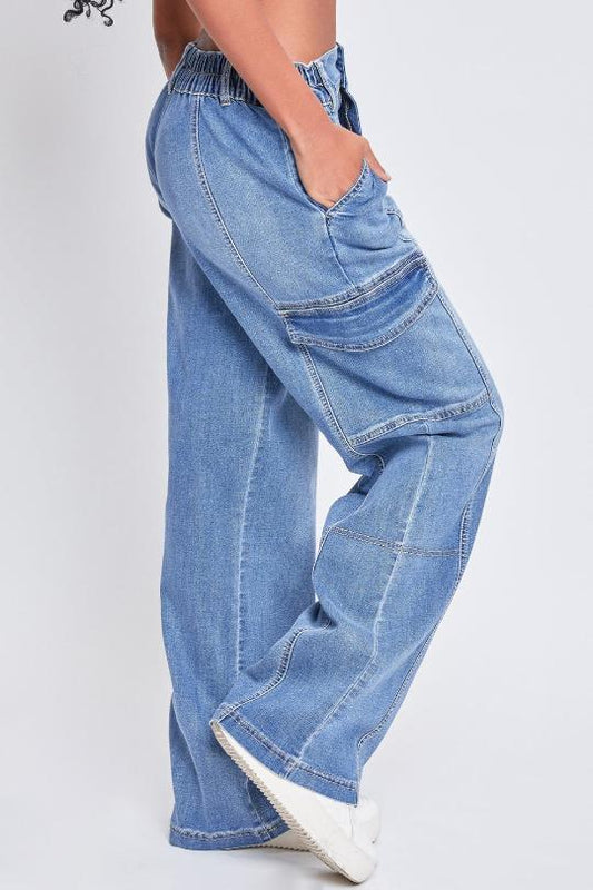 Women's Junior High-Rise Straight Cargo Jeans