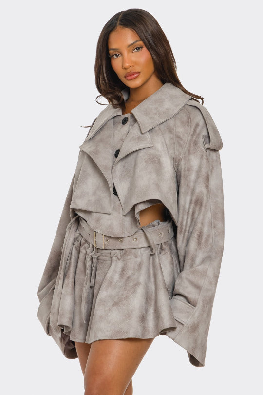 Women’s Plus Size Pretty Trench Shorts Set