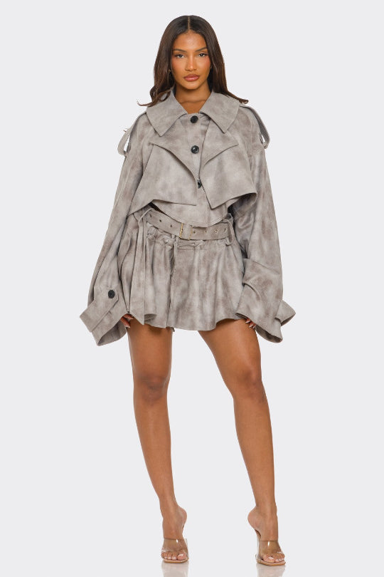 Women’s Plus Size Pretty Trench Shorts Set