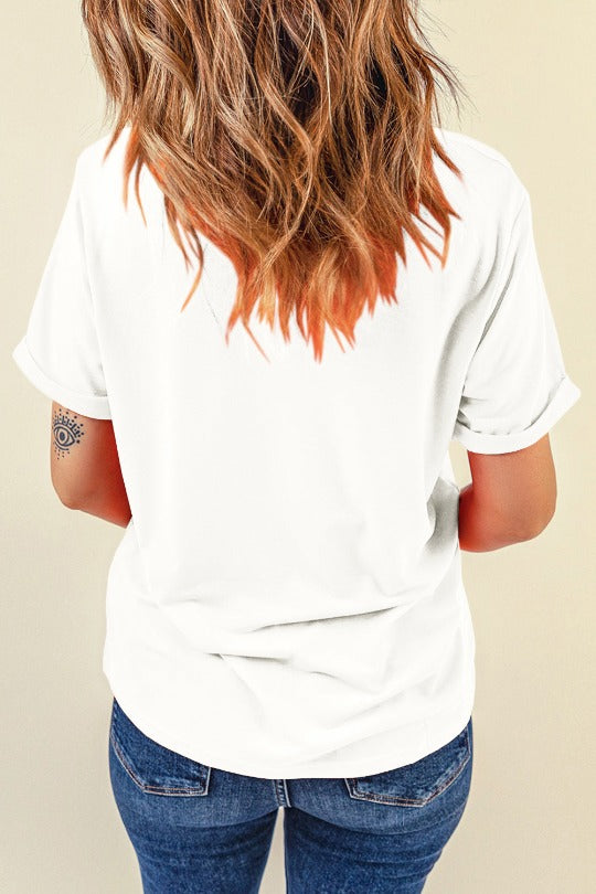 Camiseta informal de manga corta y cuello redondo