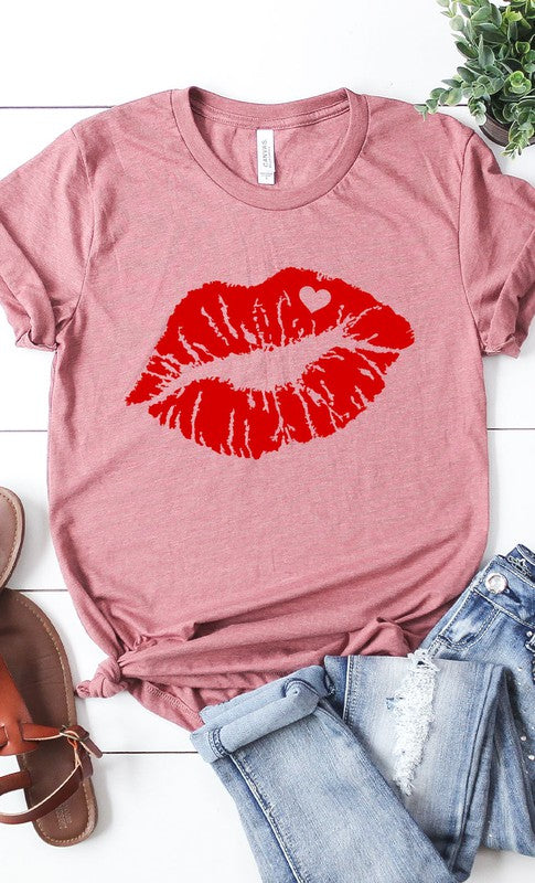 Camiseta con estampado de labios rojos