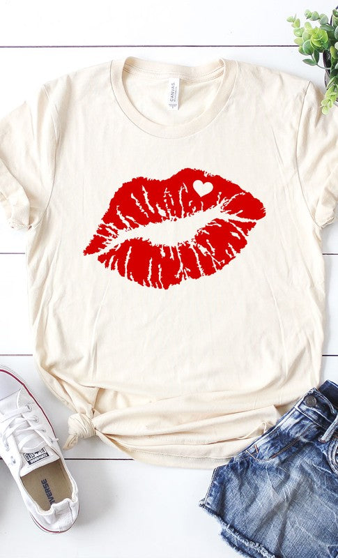 Camiseta con estampado de labios rojos