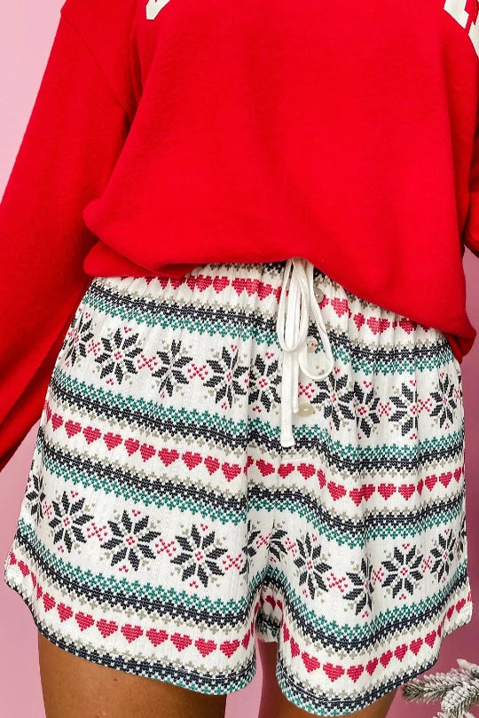 Conjunto de salón con camiseta y pantalones cortos de manga larga y cuello redondo SLEIGH