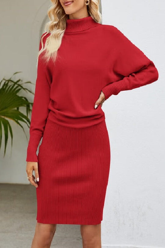 Mock Neck Long Sleeve Dress
