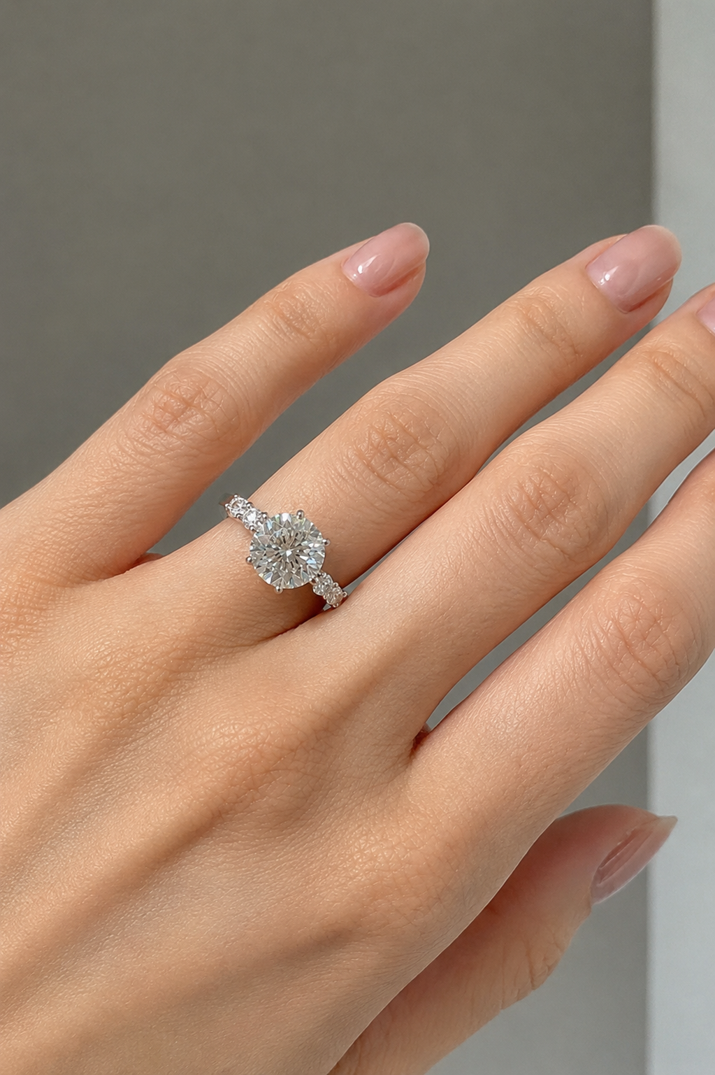 Radiant Moissanite Side Stone Ring