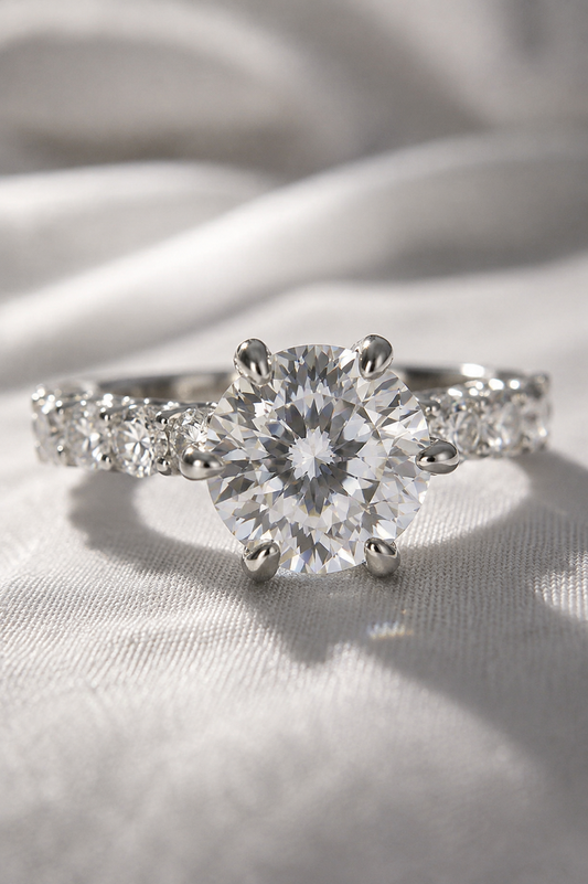 Radiant Moissanite Side Stone Ring