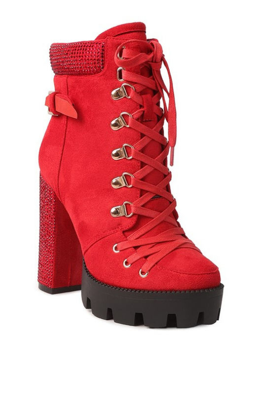 Women's Rhinestone Ankle Platform Booties