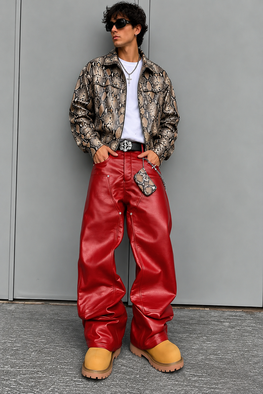 Men’s Blackout Rivet PU Cargo Pants