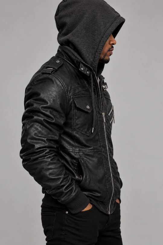 Men’s Nightshift Hooded Moto Jacket