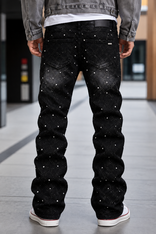 Men's Street Style Slim Fit Rhinestone Denim Jeans