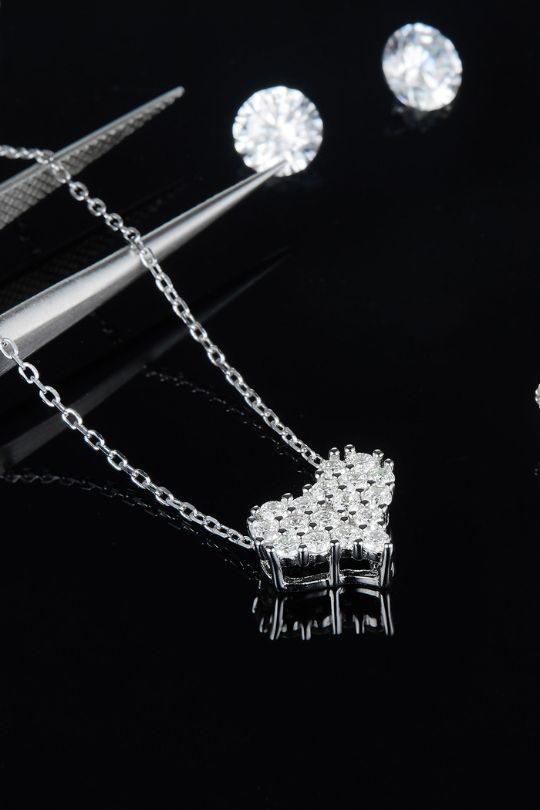Moissanite Sterling Silver Heart Necklace