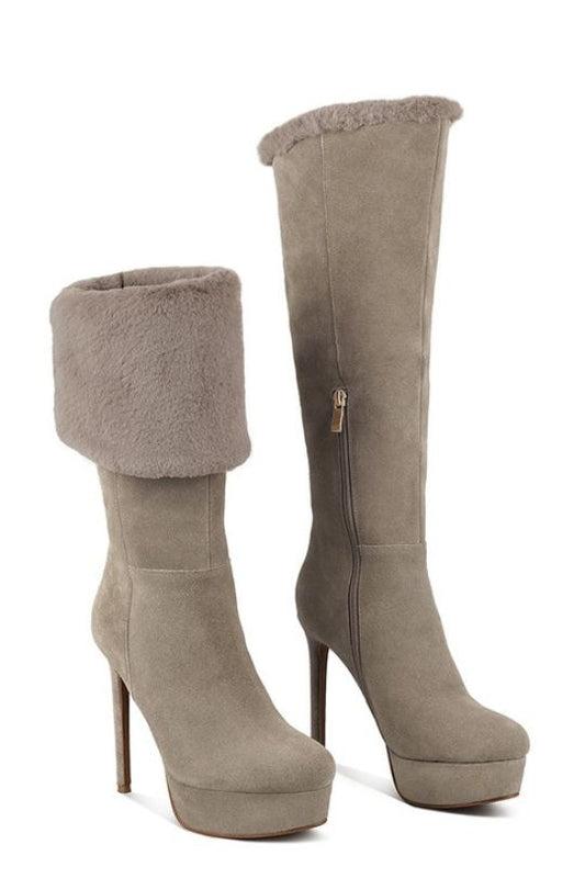 Convertible Shearling Stiletto Boots