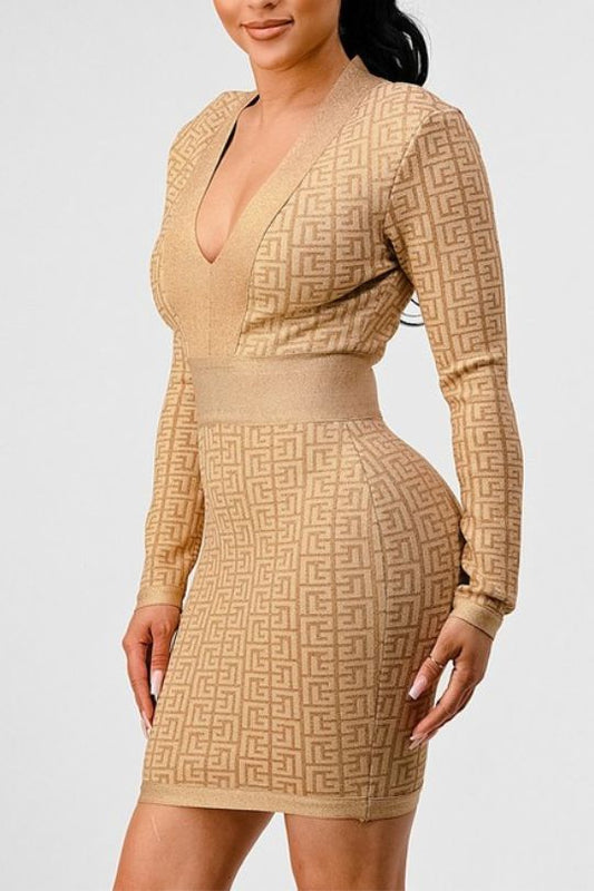 Women's V Neck Bandage Mini Dress