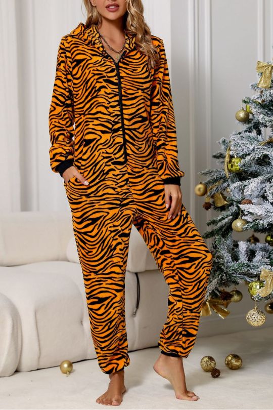 Lounge Tiger Print Pajama Jumpsuit