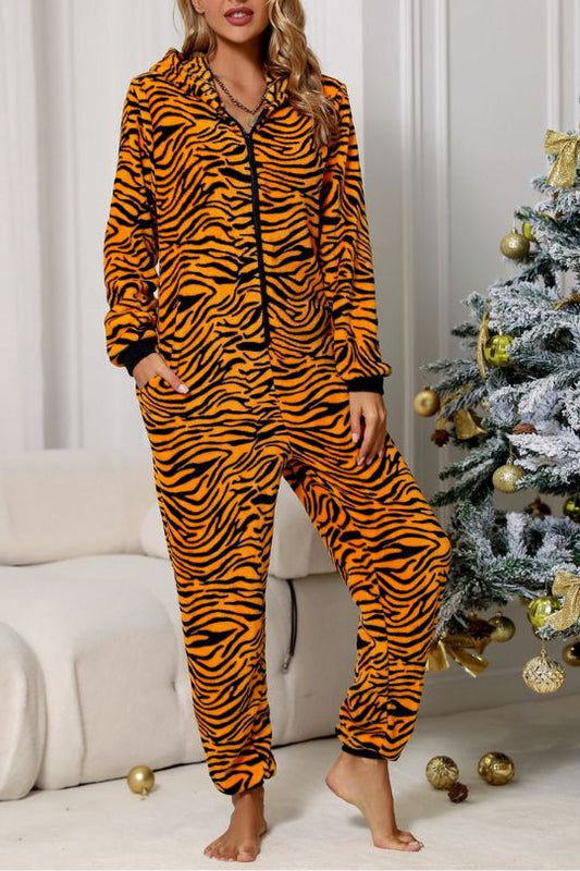 Lounge Tiger Print Pajama Jumpsuit