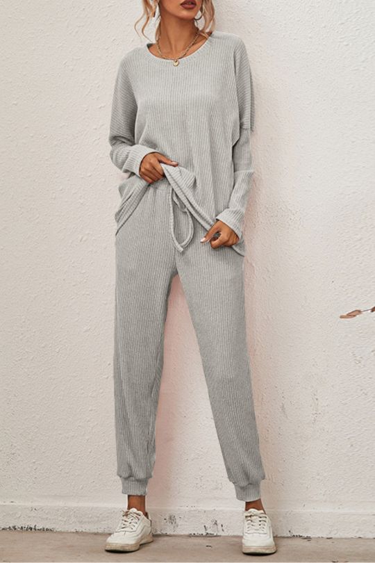 Women's Dropped Shoulder Top and Joggers Lounge Set