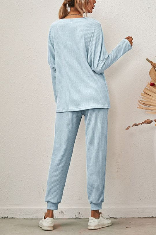 Women's Dropped Shoulder Top and Joggers Lounge Set