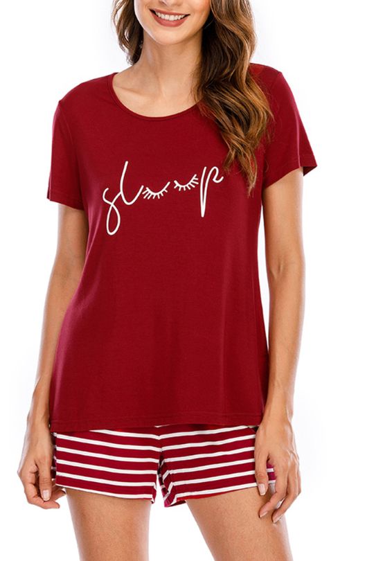Casual Striped Top and Shorts Lounge Set