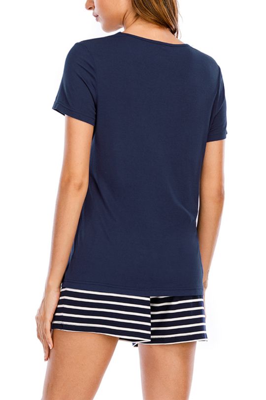 Casual Striped Top and Shorts Lounge Set