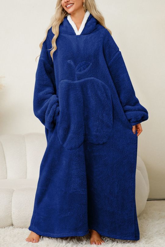 Plush Long Sleeve Hooded Lounge Dress