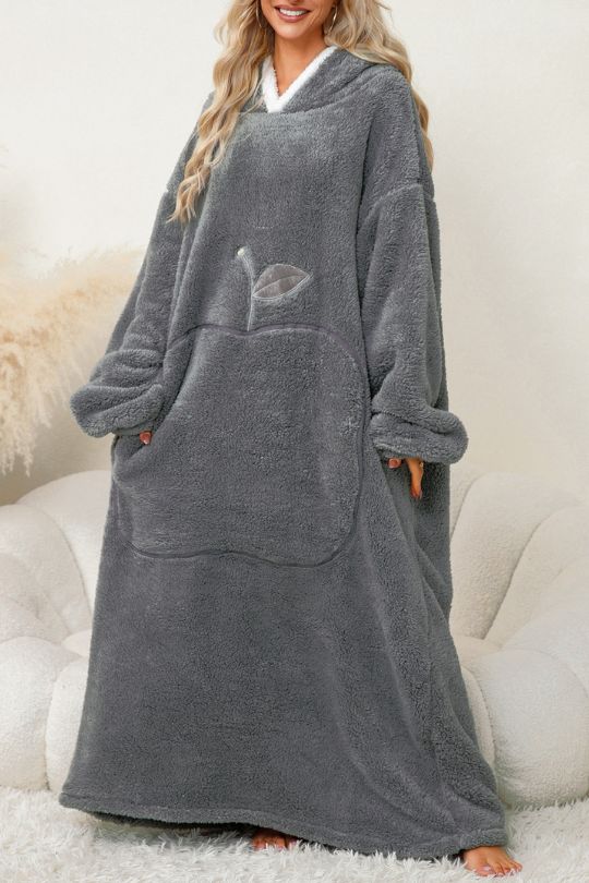Plush Long Sleeve Hooded Lounge Dress