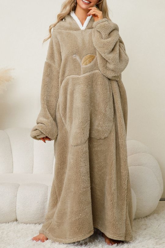 Plush Long Sleeve Hooded Lounge Dress