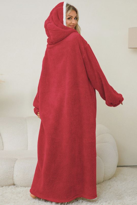 Plush Long Sleeve Hooded Lounge Dress