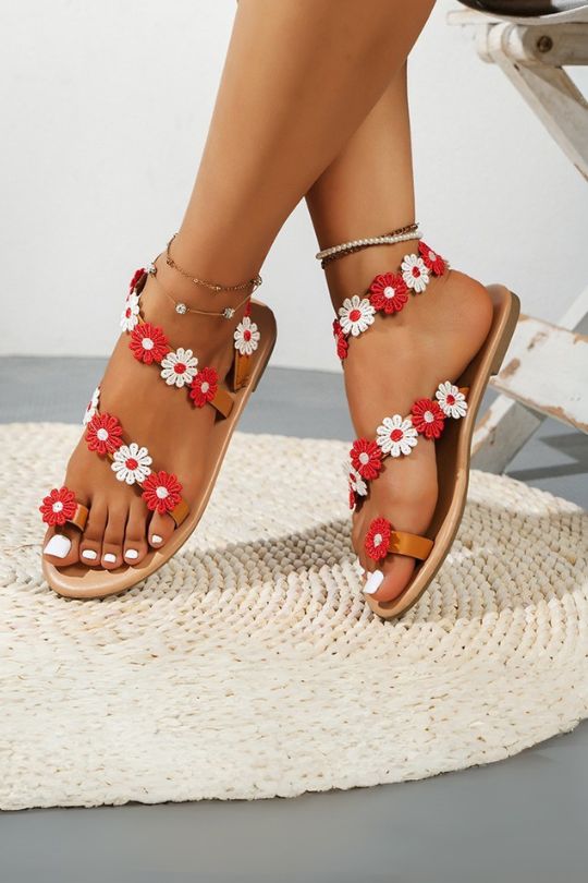 Colorful Sunflower Flat Sandals