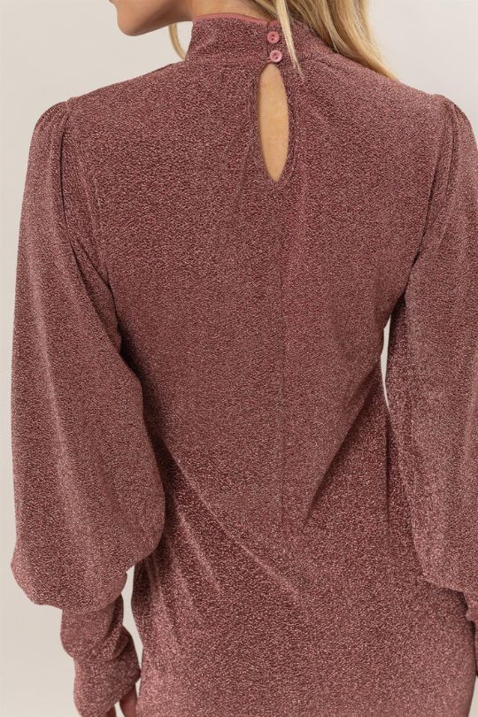 Elegant Glitter Bishop Sleeve Mini Dress