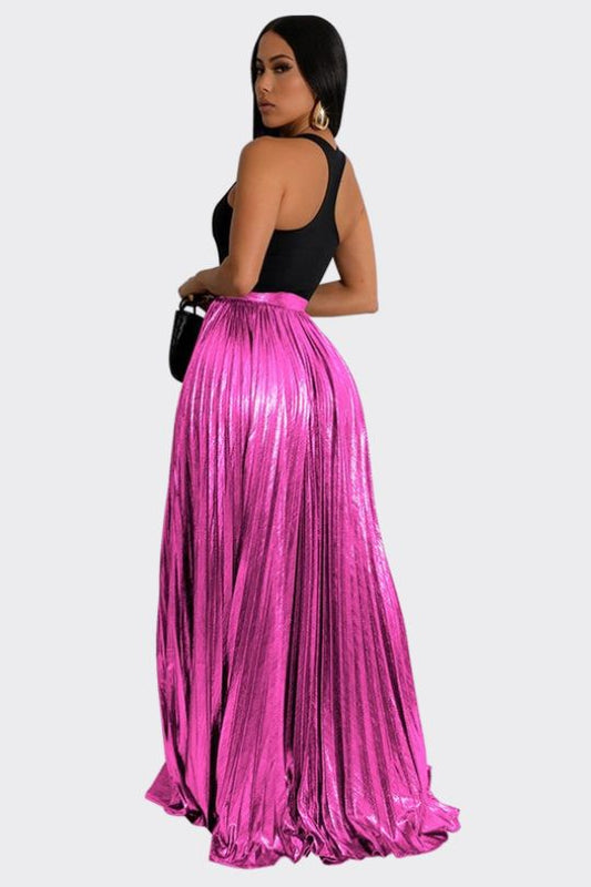 Vestido largo maxi drapeado con cintura alta