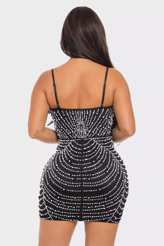 Minivestido con plumas brillantes para mujer