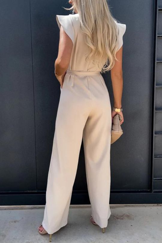 Ruffled Butterfly Cap Sleeve One Piece Jumpsuit
