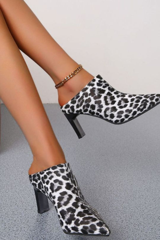 Leather Slide On Point Toe Mules