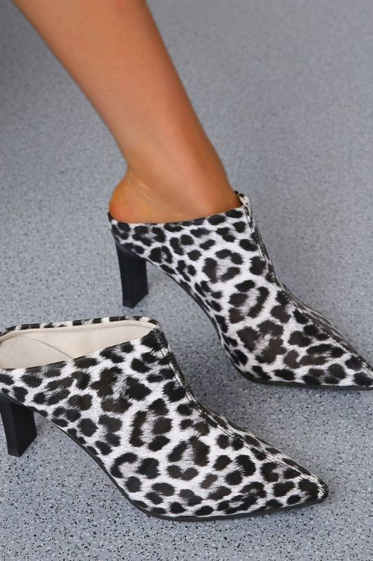 Leather Slide On Point Toe Mules