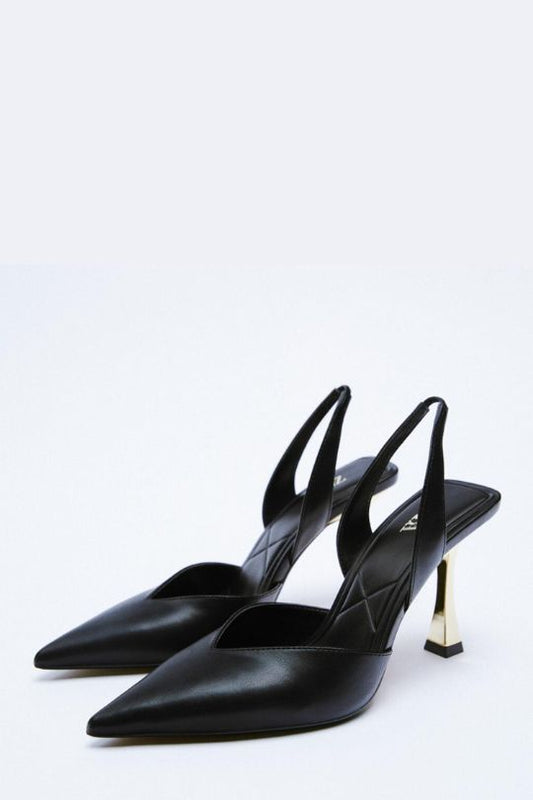 Women's Leather Slingback Stiletto Pumps