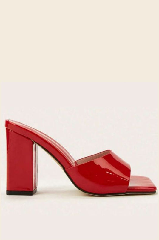 PU Leather Square Block Open Toe Sandals