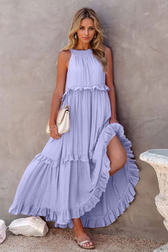 Ruffled Sleeveless Tiered Maxi Dress