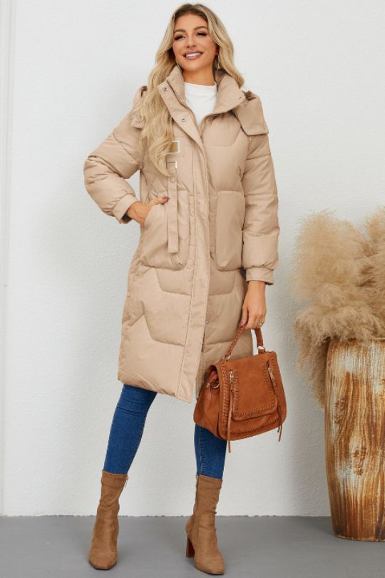 Long Sleeve Longline Hooded Winter Coat