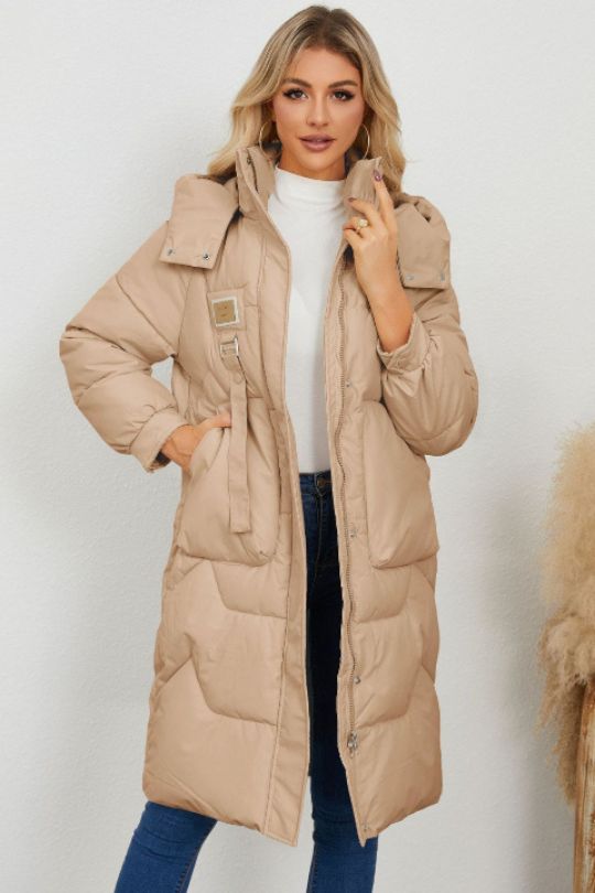 Long Sleeve Longline Hooded Winter Coat
