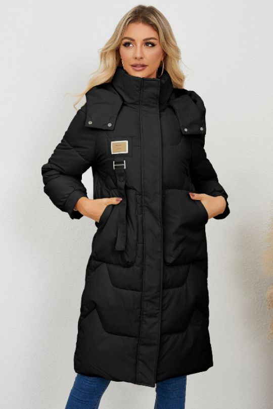Long Sleeve Longline Hooded Winter Coat
