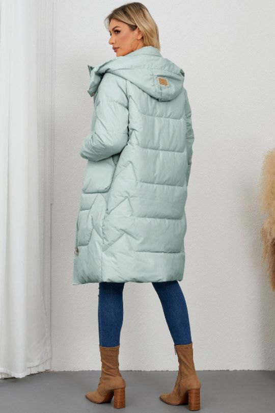 Long Sleeve Longline Hooded Winter Coat