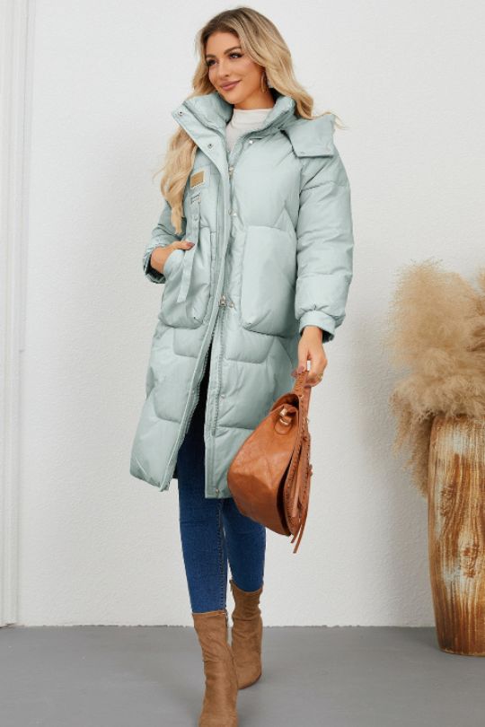 Long Sleeve Longline Hooded Winter Coat