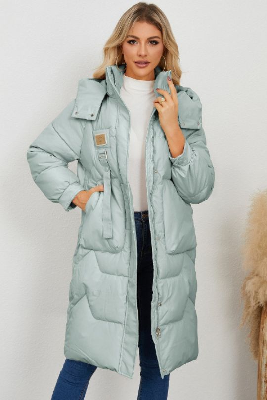 Long Sleeve Longline Hooded Winter Coat