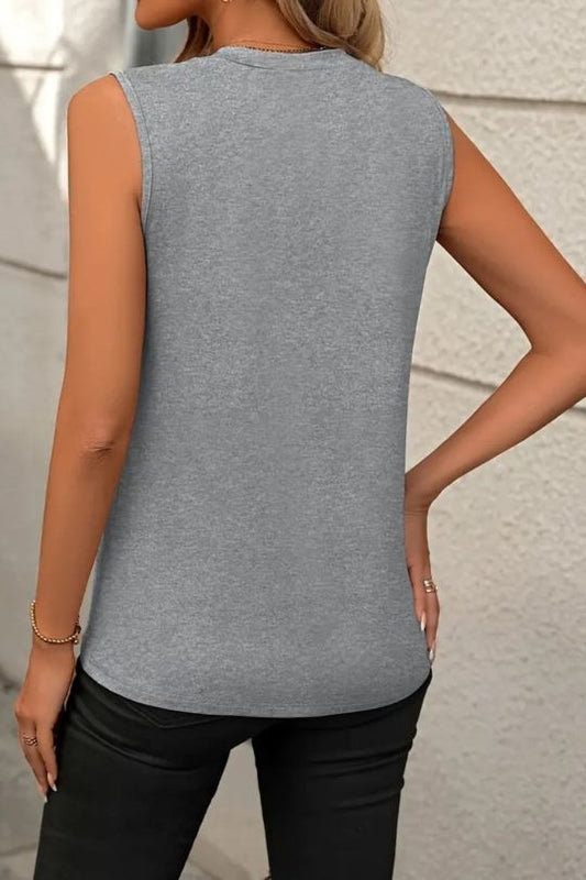 Women's Diagonal Round Neck Sleeveless Top