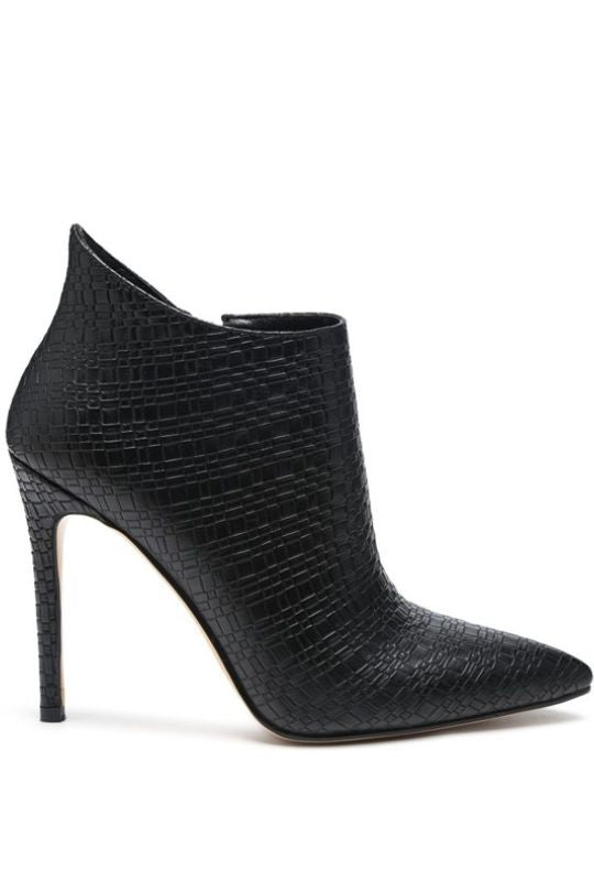 Leather Woven Textured Stiletto Ankle Booties