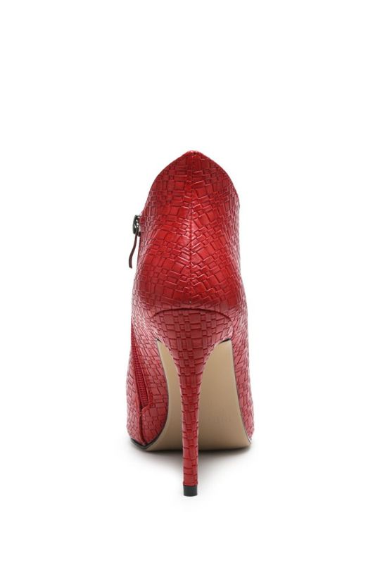 Leather Woven Textured Stiletto Ankle Booties