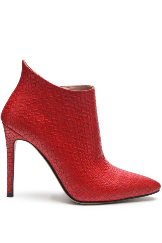 Leather Woven Textured Stiletto Ankle Booties