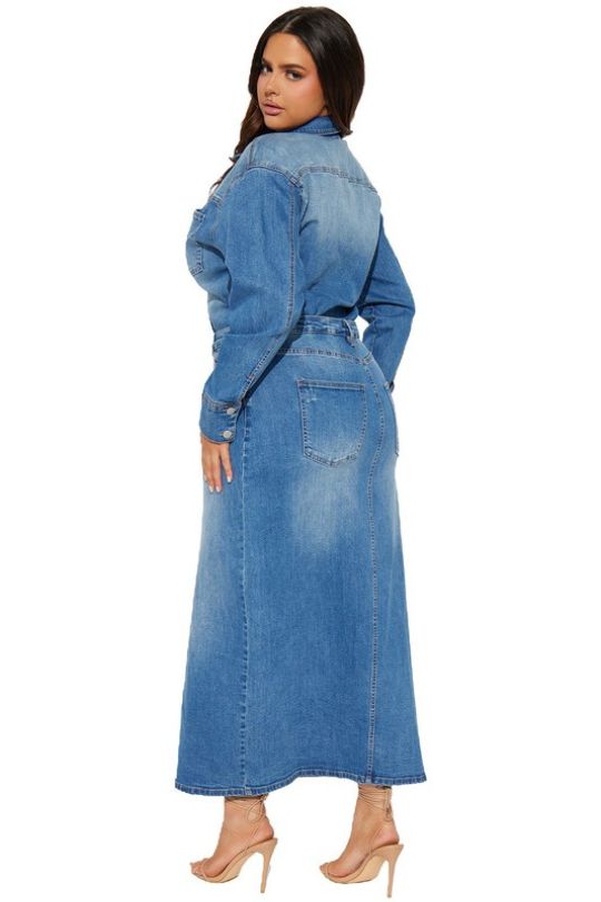 Vestido largo maxi de mezclilla de moda para mujer